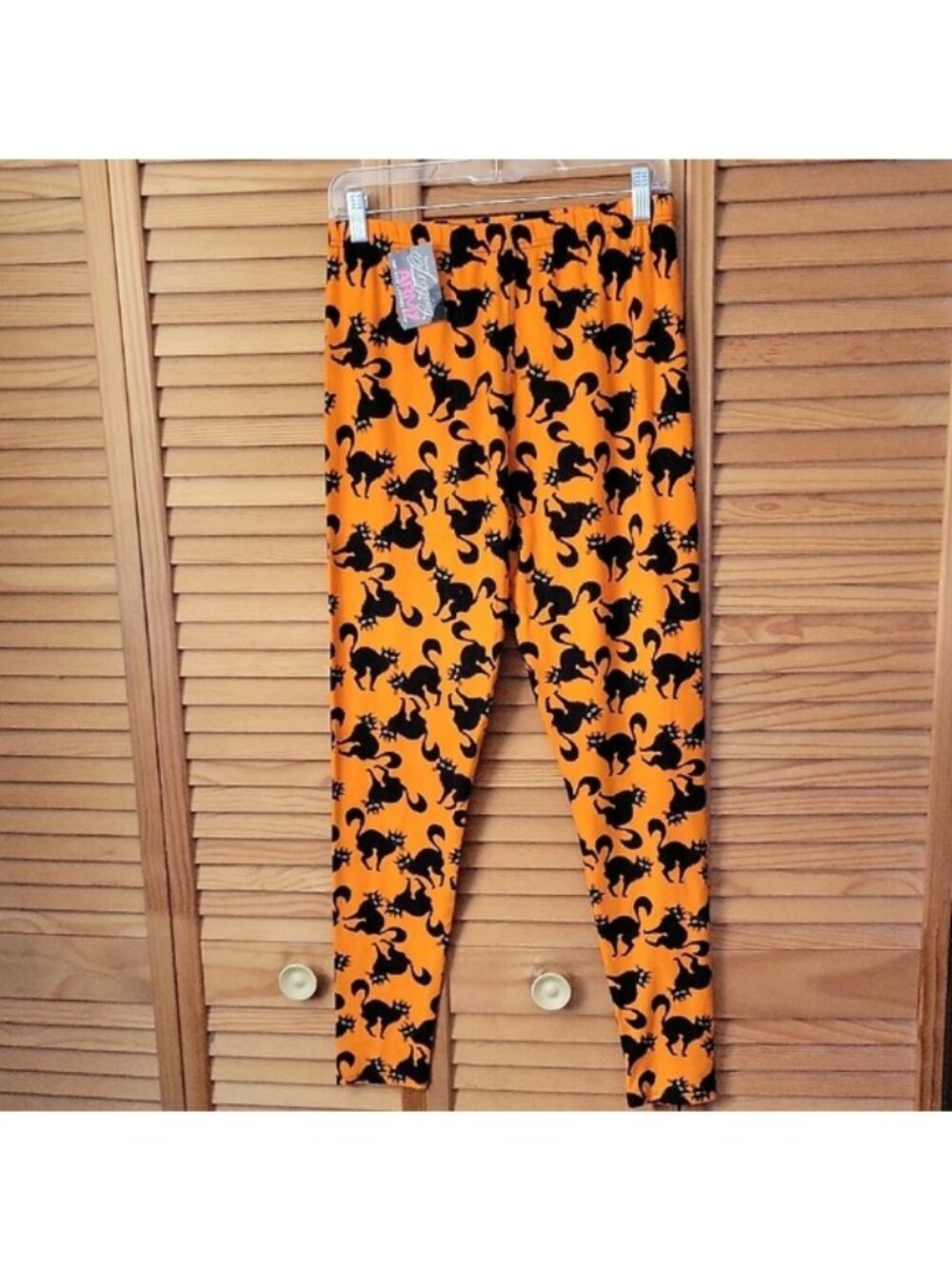 Legging Army NWT Orange Black Cat Print Halloween Leggings Plus Size 14-20